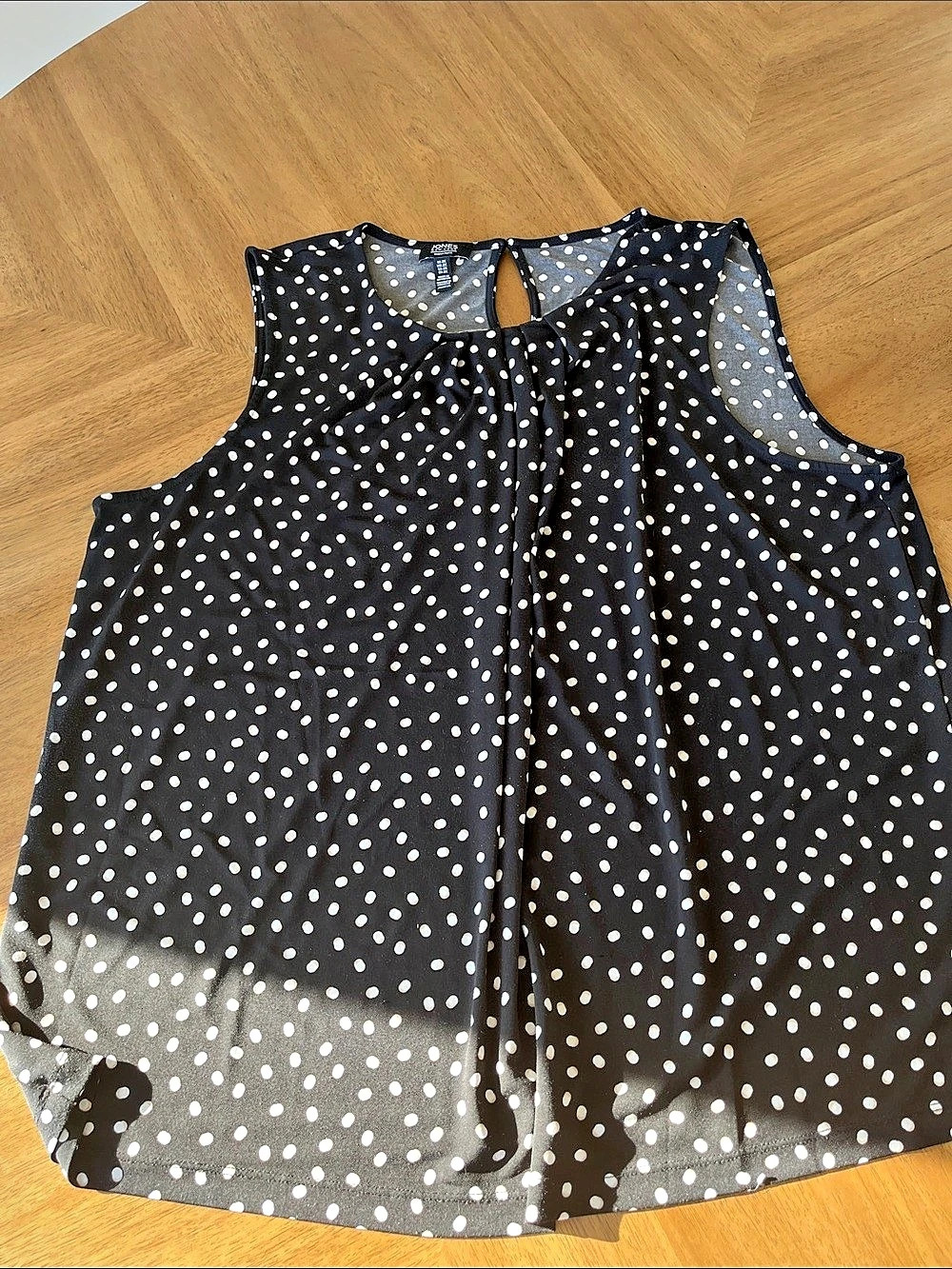 Jones New York Polka Dot Blouse in Black & White Size 2X Like New